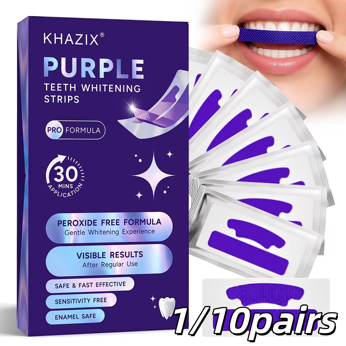 1/10pairs Purple Teeth Whiteni - Teeth Whitening Strips Permanent review and price